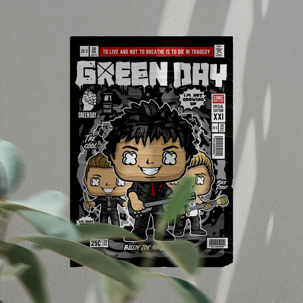 Green Day Art Wall Decor – Retro Cartoon Comic Poster
