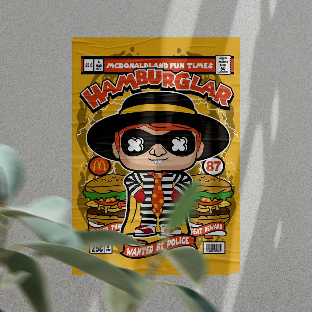 Hamburglar Art Wall Decor – Retro Cartoon Comic Poster