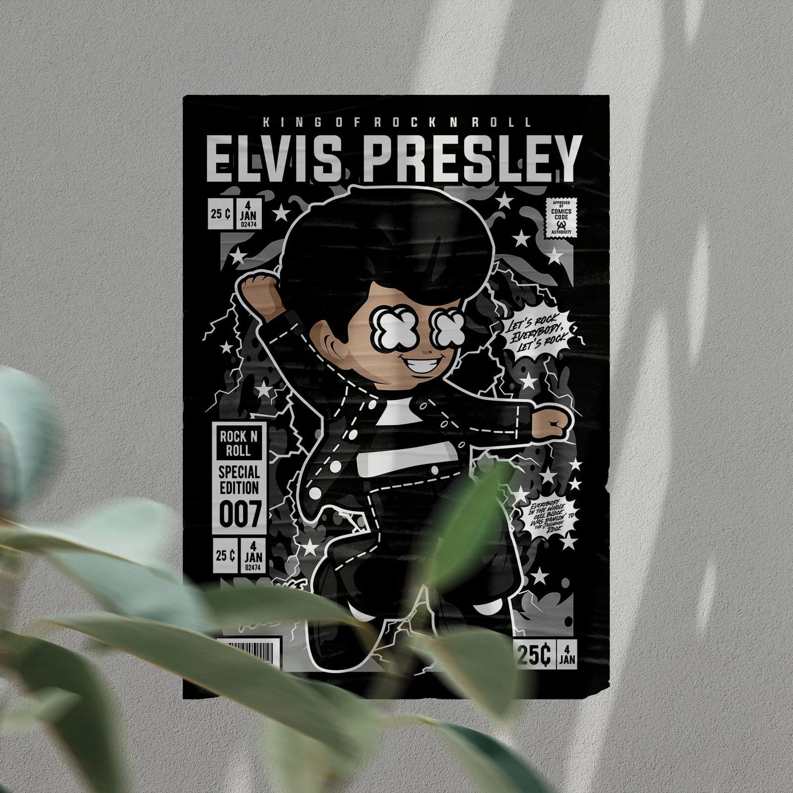 Elvis Presley Art Wall Decor – Retro Cartoon Comic Poster