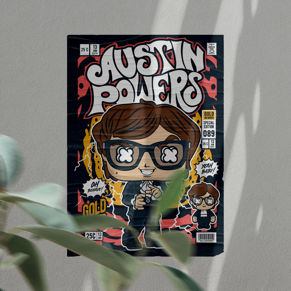 Austin Powers Pop Art Wall Decor – Retro Cartoon Comic Poster