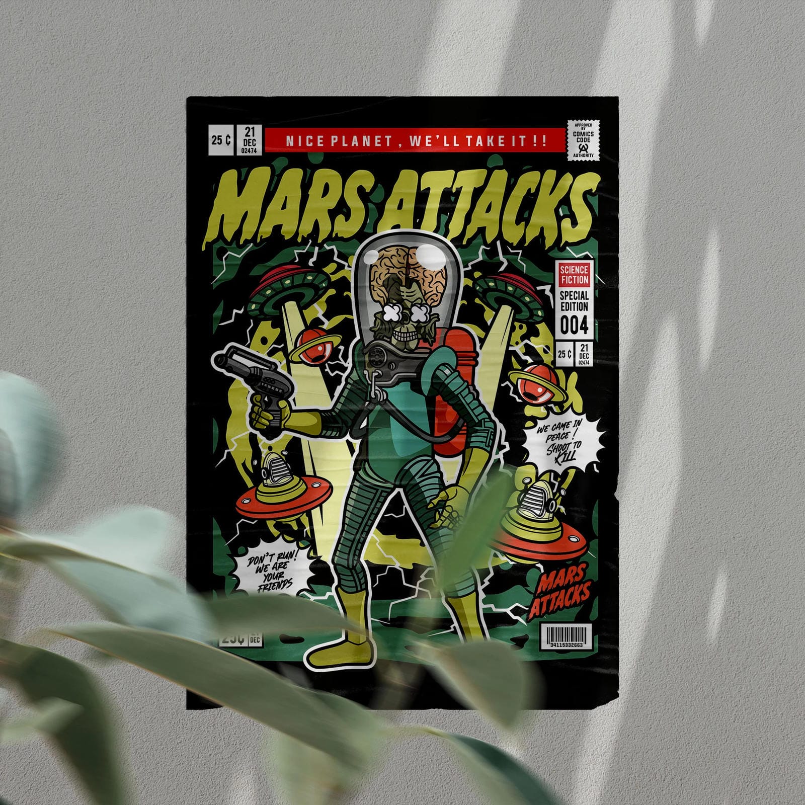 Mars Attacks Art Wall Decor – Retro Cartoon Comic Poster