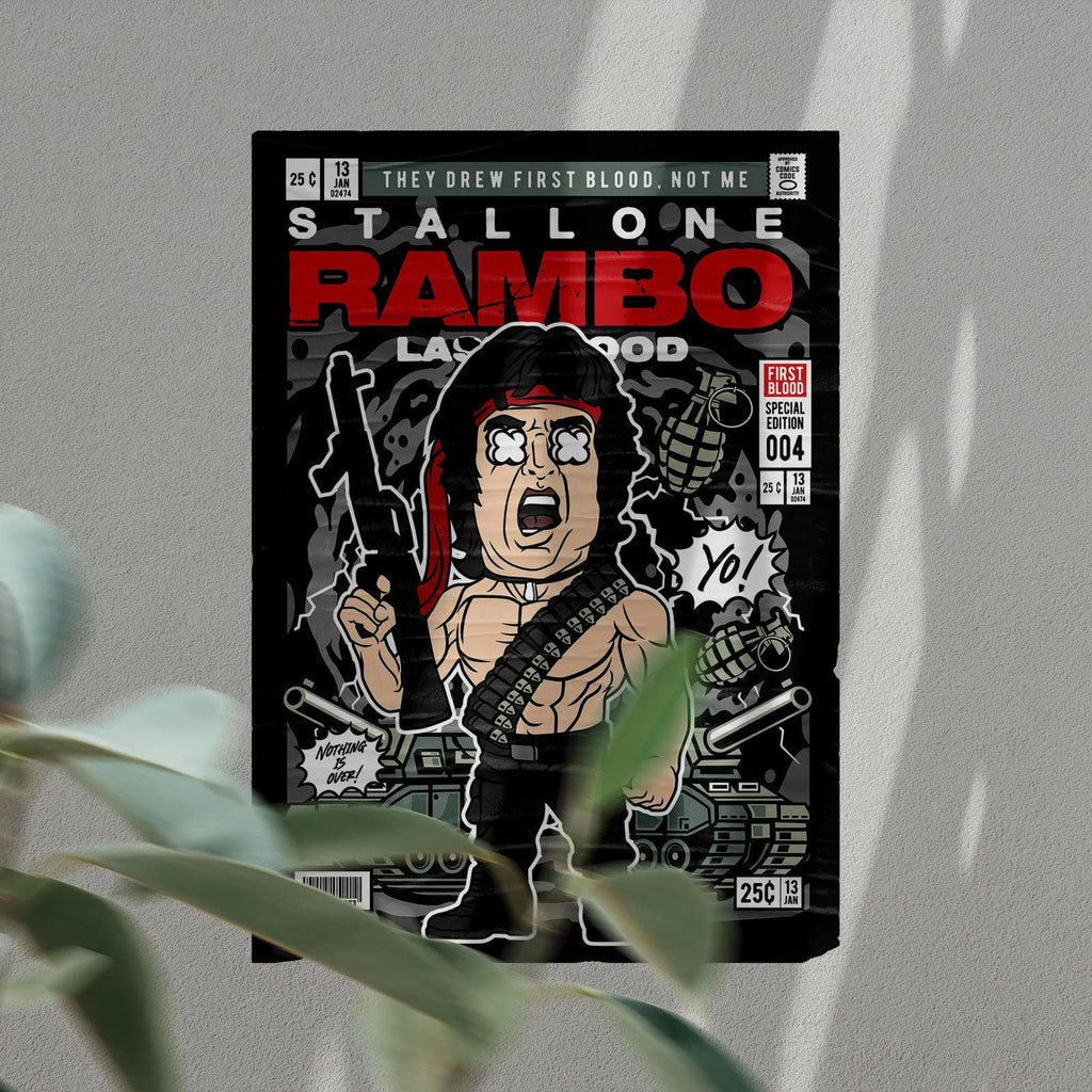 John Rambo Art Wall Decor – Retro Cartoon Comic Poster