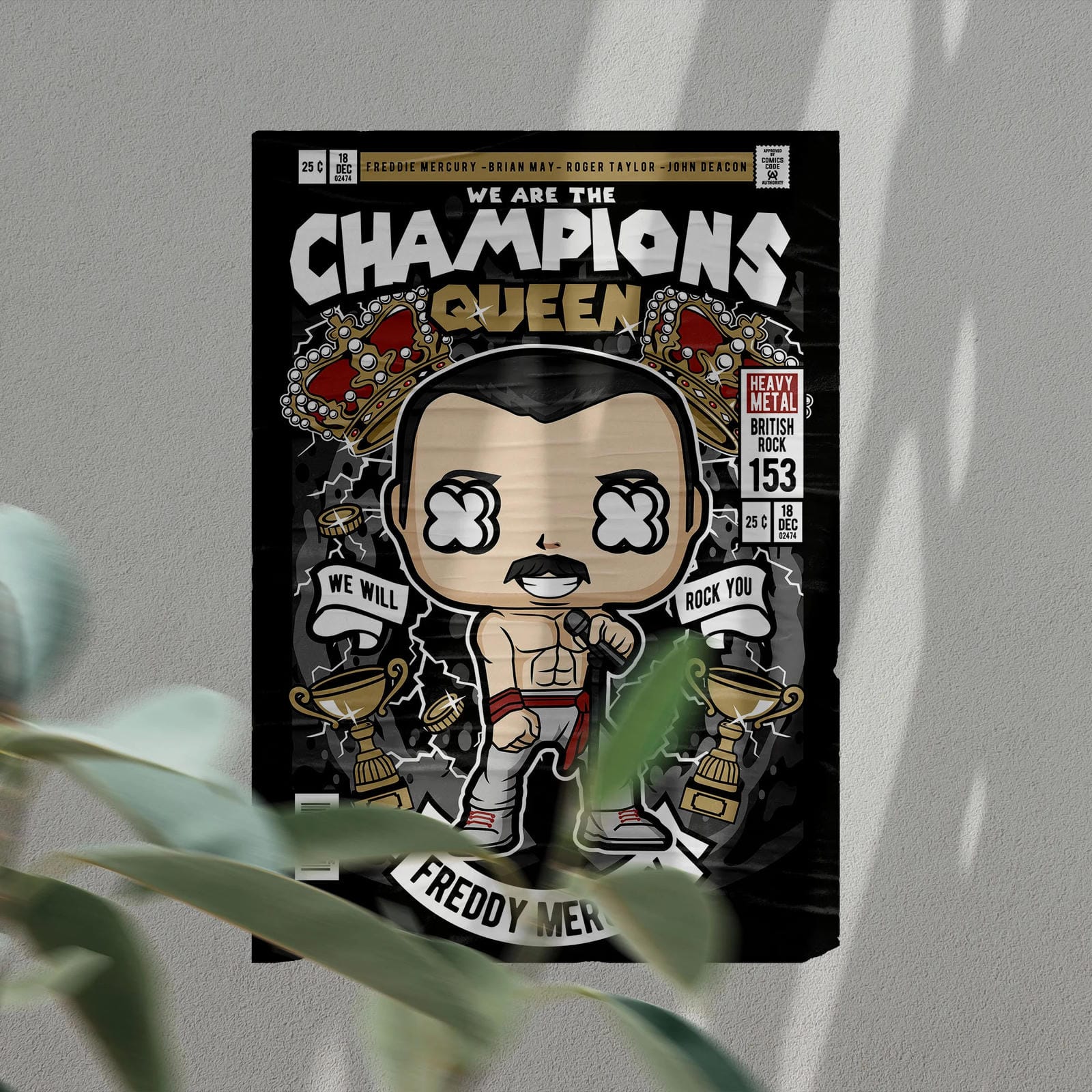 Freddy Mercuri Queen Art Wall Decor – Retro Cartoon Comic Poster