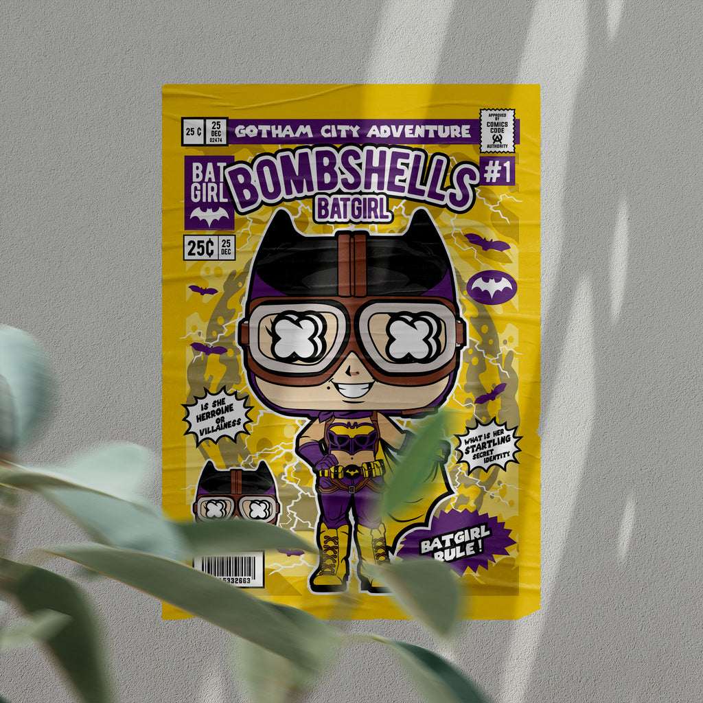 Bombshells Batgirl Pop Art Wall Decor – Retro Cartoon Comic Poster