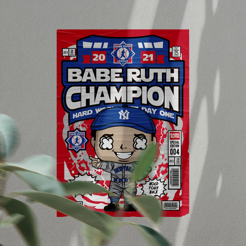 Babe Ruth Pop Art Wall Decor – Retro Cartoon Comic Poster