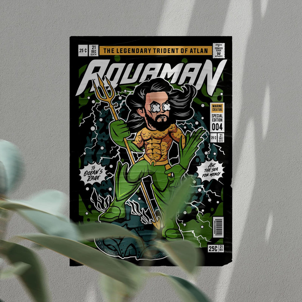 Aquaman Pop Art Wall Decor – Retro Cartoon Comic Poster
