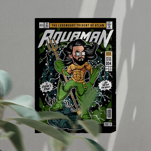 Aquaman Pop Art Wall Decor – Retro Cartoon Comic Poster