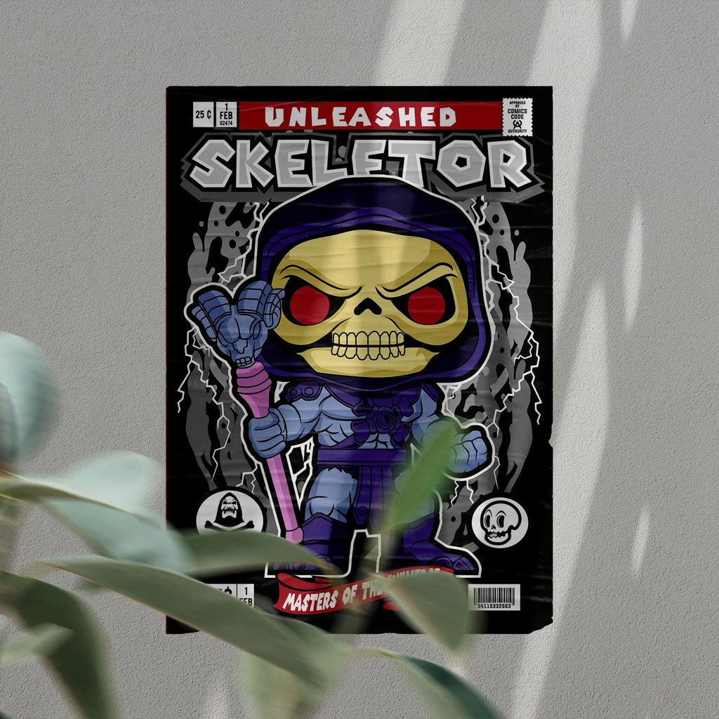 Skeletor Art Wall Decor – Retro Cartoon Comic Poster