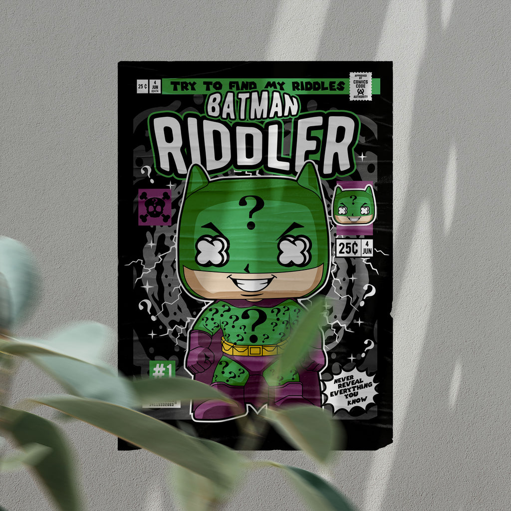 Batman Riddler Pop Art Wall Decor – Retro Cartoon Comic Poster