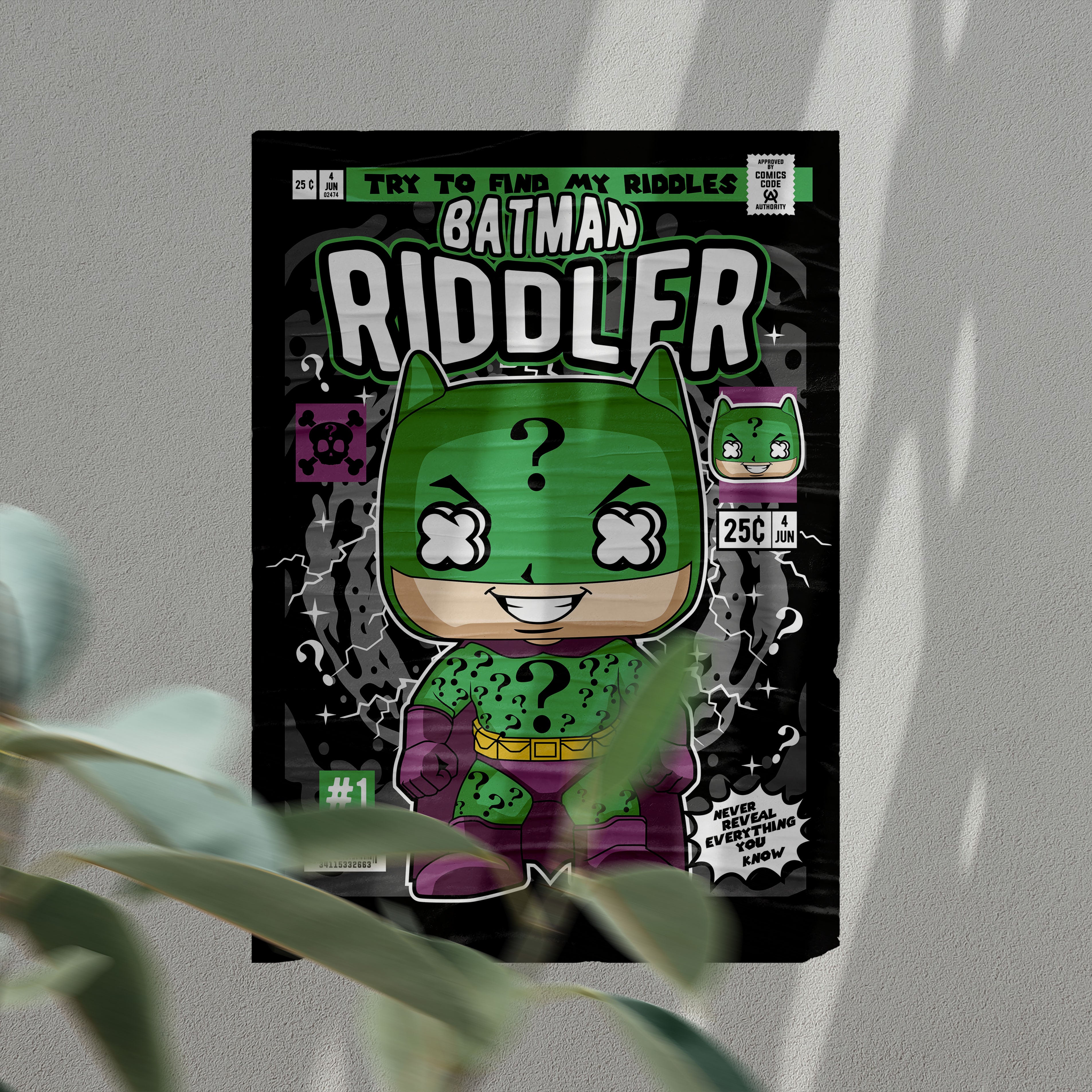 Batman Riddler Pop Art Wall Decor – Retro Cartoon Comic Poster