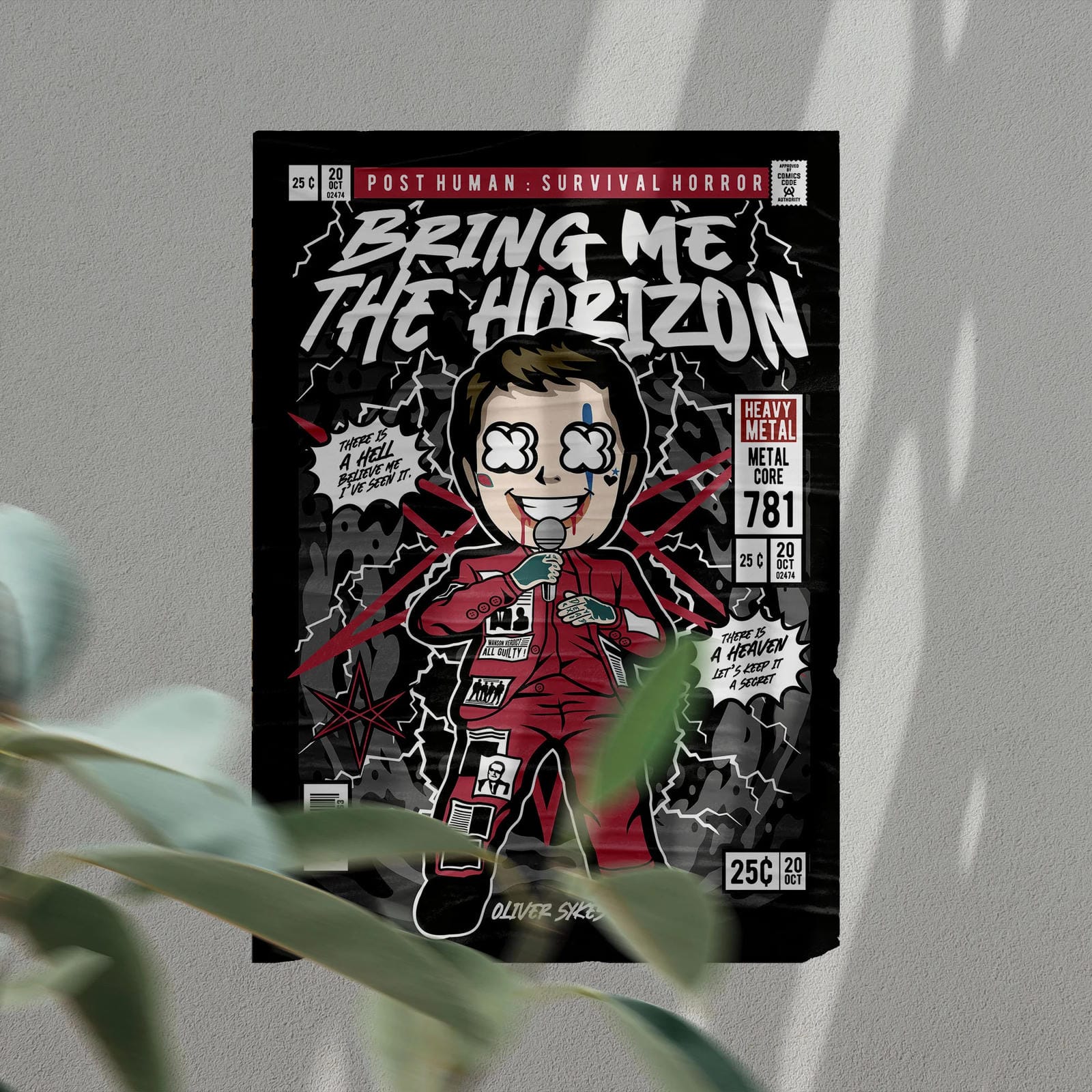 Oliver Sykes BMTH Art Wall Decor – Retro Cartoon Comic Poster