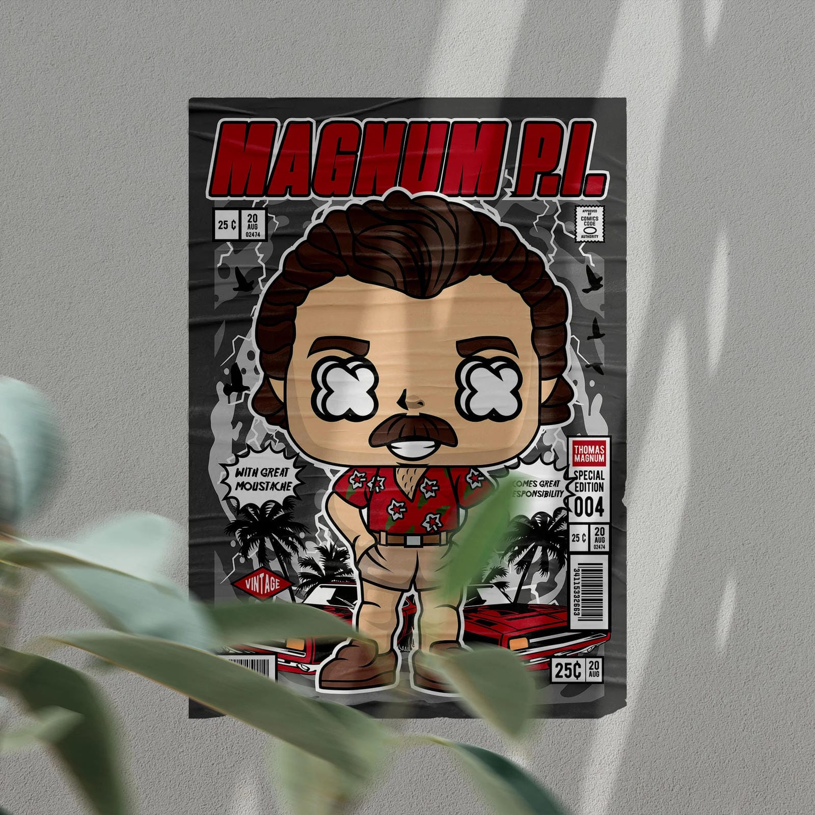 Magnum PI Art Wall Decor – Retro Cartoon Comic Poster