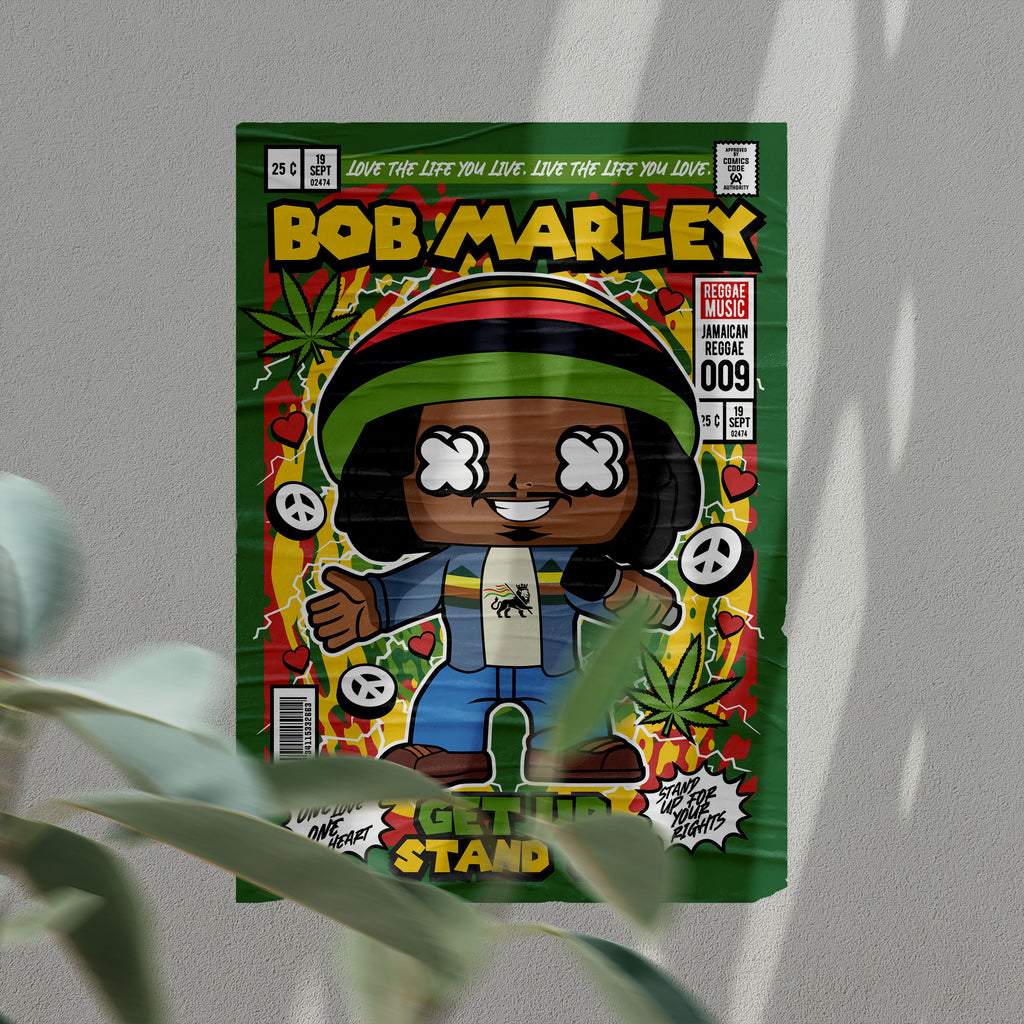 Bob Marley Pop Art Wall Decor – Retro Cartoon Comic Poster