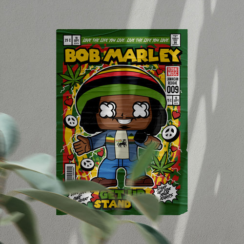 Bob Marley Pop Art Wall Decor – Retro Cartoon Comic Poster