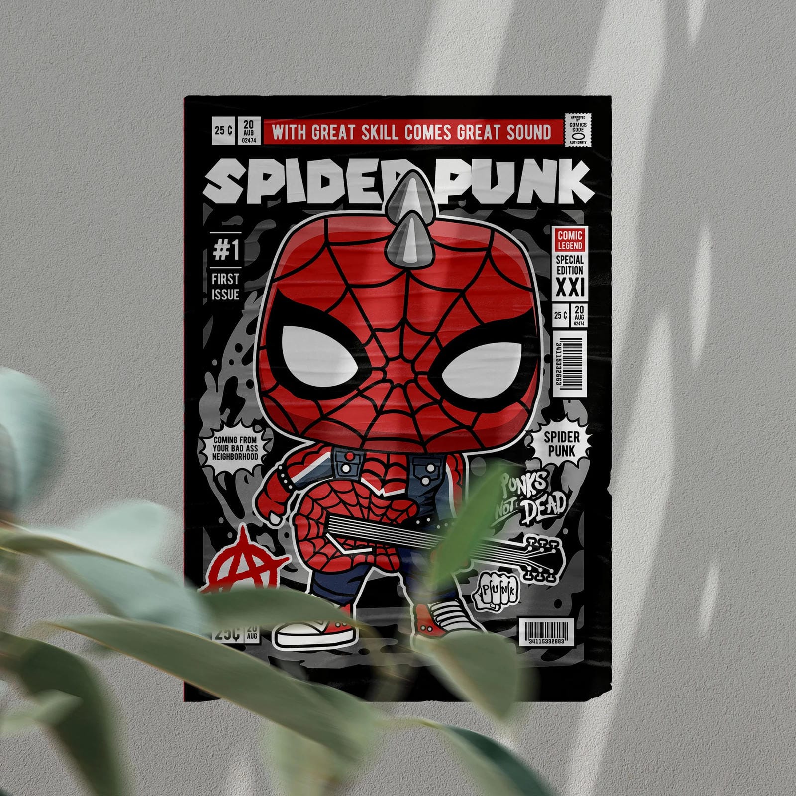 Spider Punk Art Wall Decor – Retro Cartoon Comic Poster