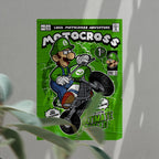 Luigi Motocross Art Wall Decor – Retro Cartoon Comic Poster