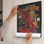 Deadpool Scooter Art Wall Decor – Retro Cartoon Comic Poster