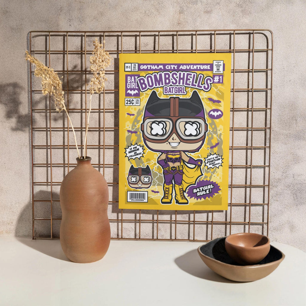Bombshells Batgirl Pop Art Wall Decor – Retro Cartoon Comic Poster