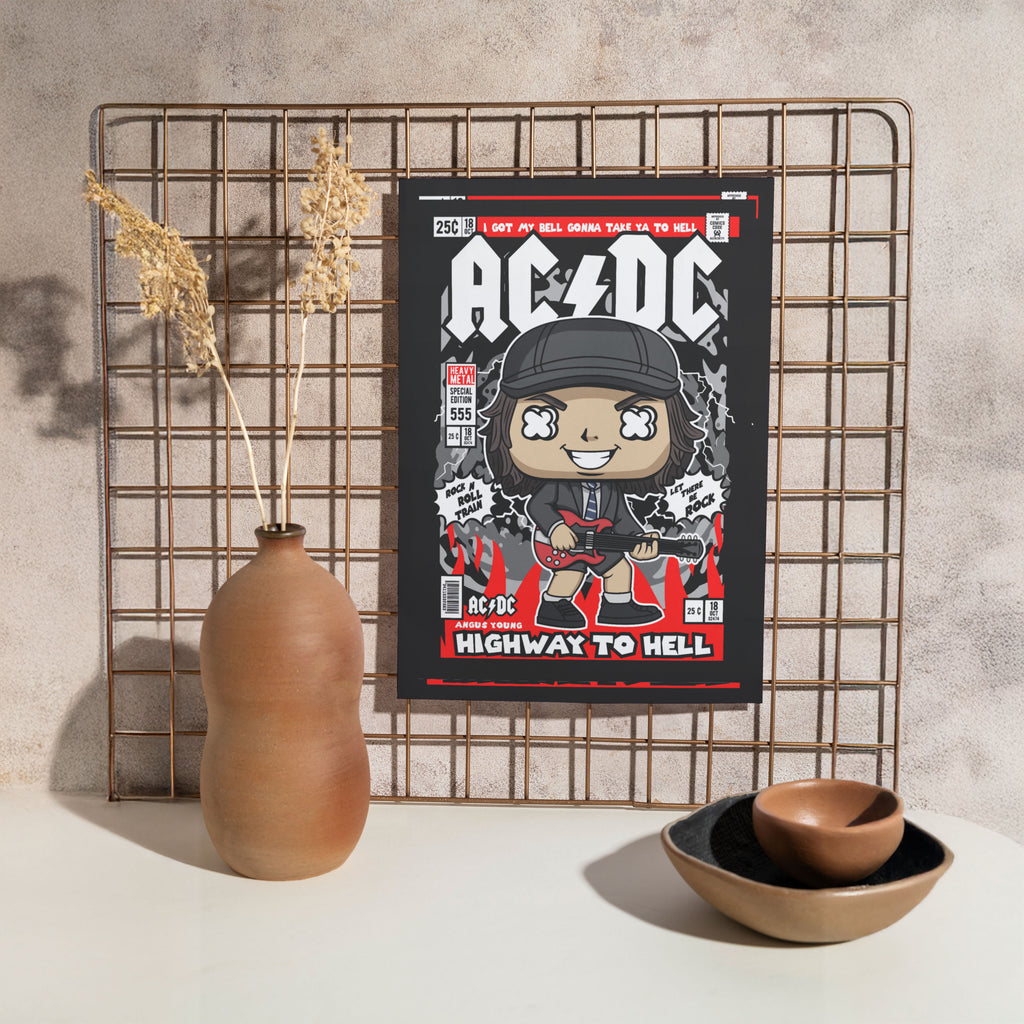 Angus Young AC/DC Pop Art Wall Decor – Retro Cartoon Comic Poster