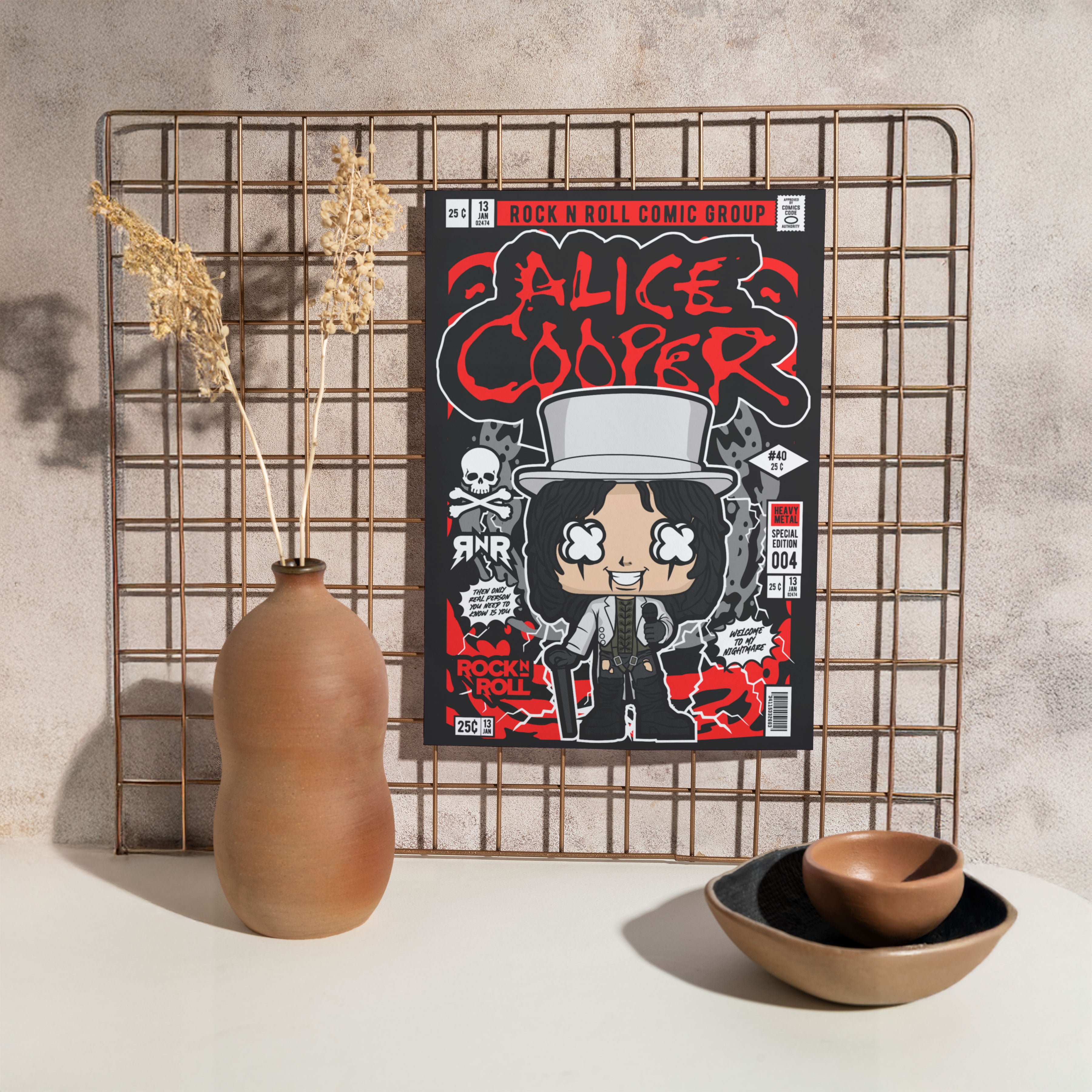 Alice Cooper Pop Art Wall Decor – Retro Cartoon Comic Poster