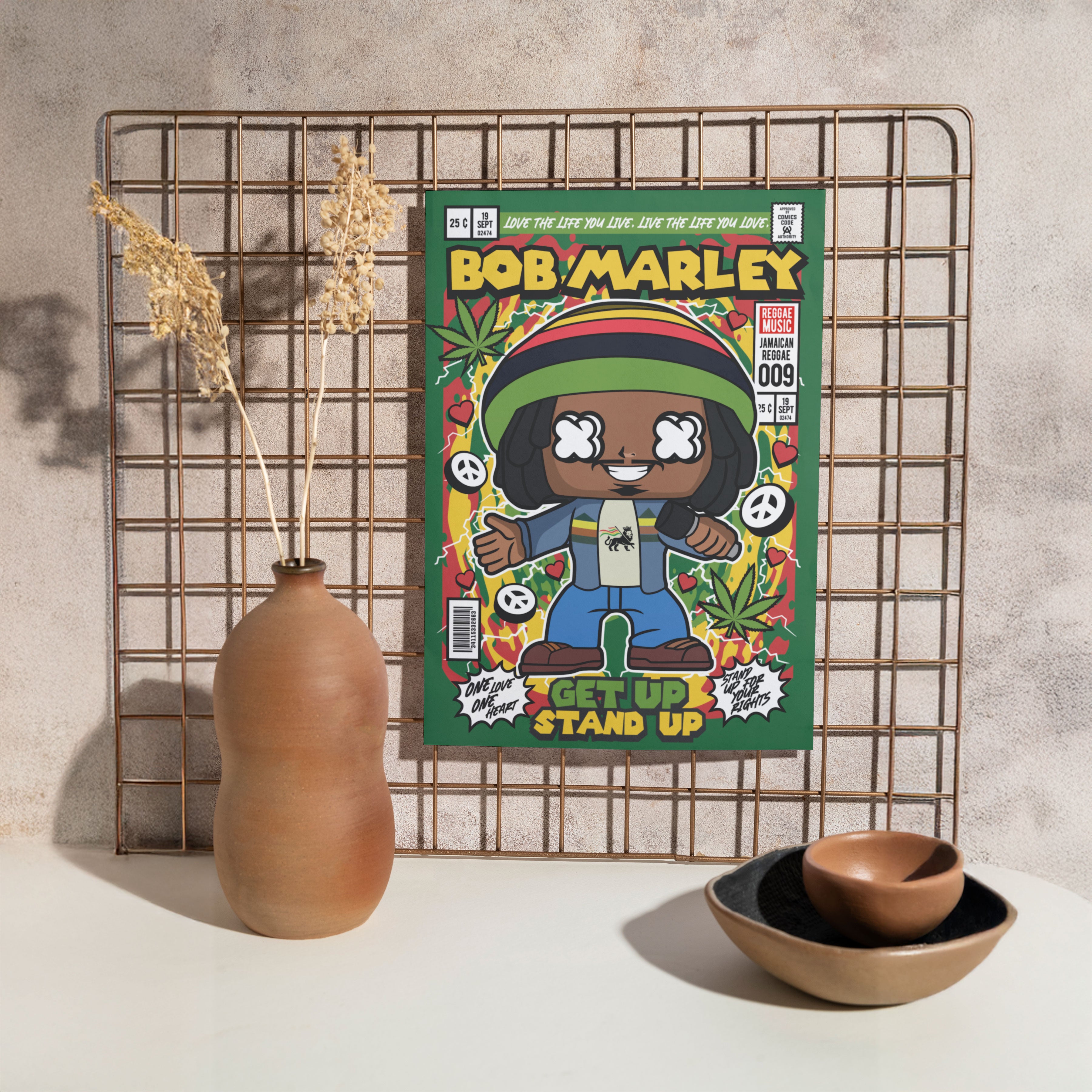 Bob Marley Pop Art Wall Decor – Retro Cartoon Comic Poster