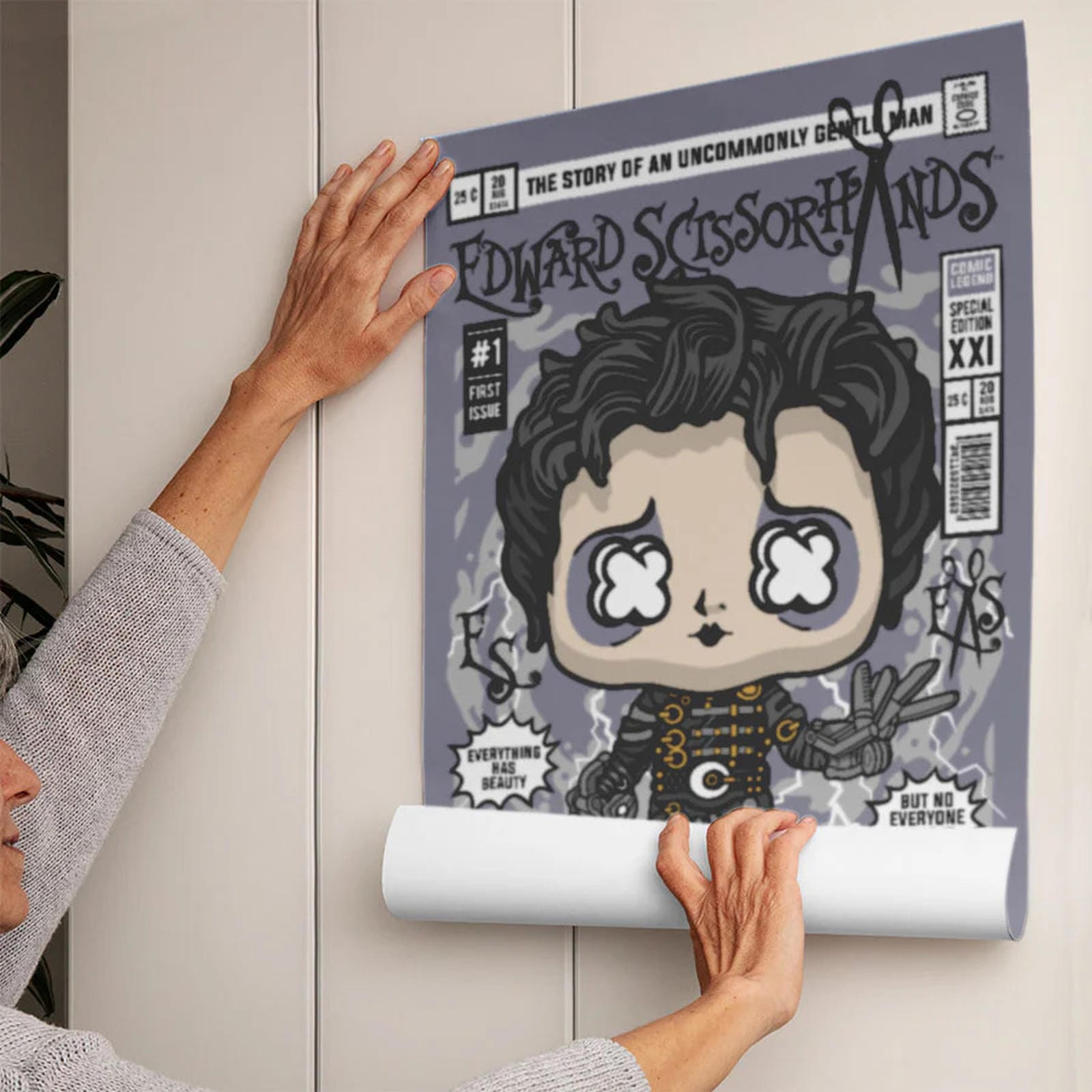 Edward Scrissorhands Art Wall Decor – Retro Cartoon Comic Poster