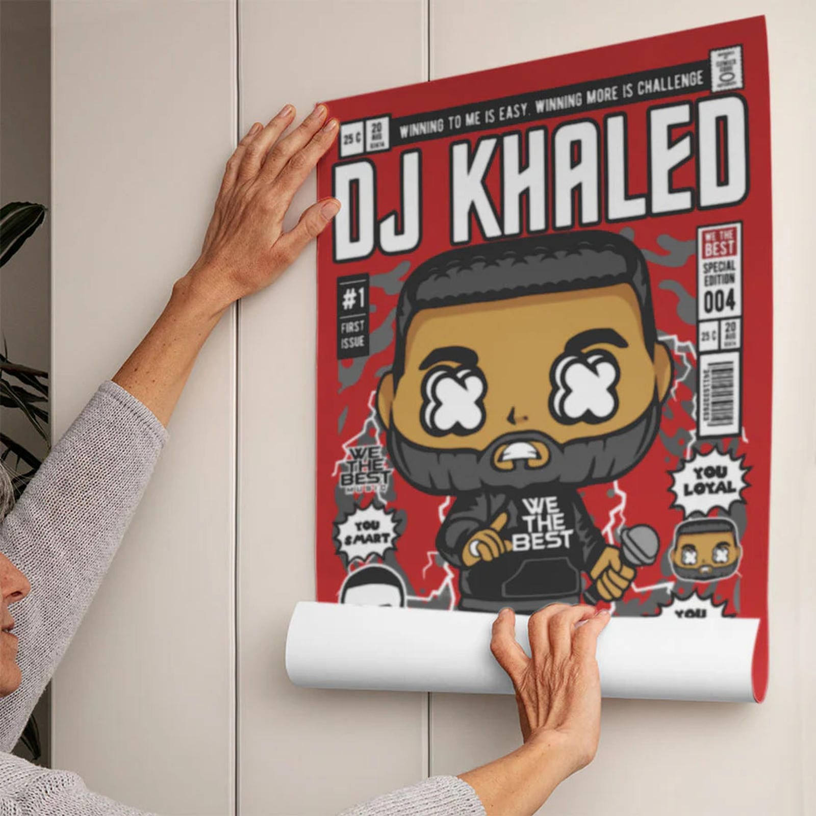 DJ Khaled Art Wall Decor – Retro Cartoon Comic Poster