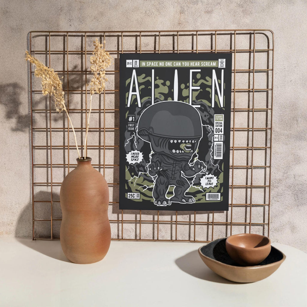 Alien Pop Art Wall Decor – Retro Cartoon Comic Poster