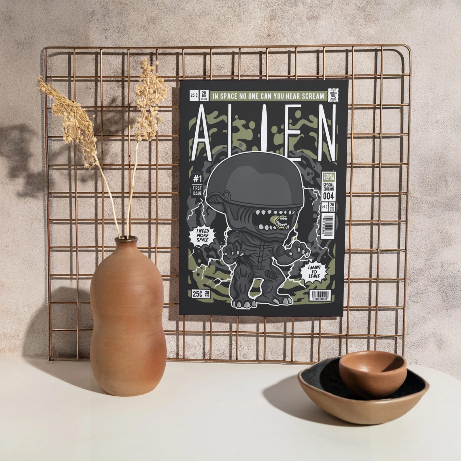 Alien Pop Art Wall Decor – Retro Cartoon Comic Poster