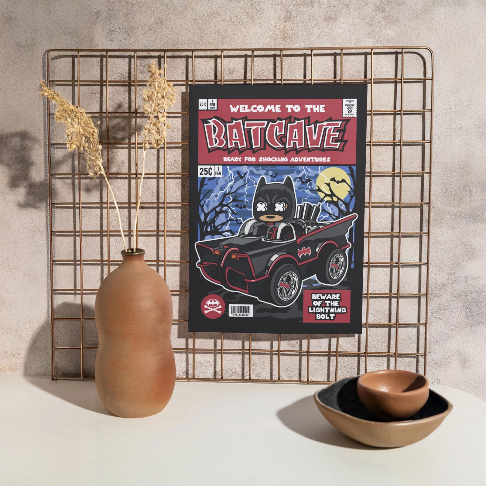 Bat Mobile Pop Art Wall Decor – Retro Cartoon Comic Poster