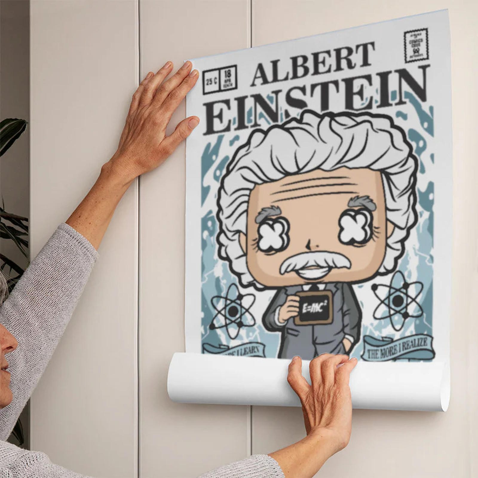 Einstein Art Wall Decor – Retro Cartoon Comic Poster