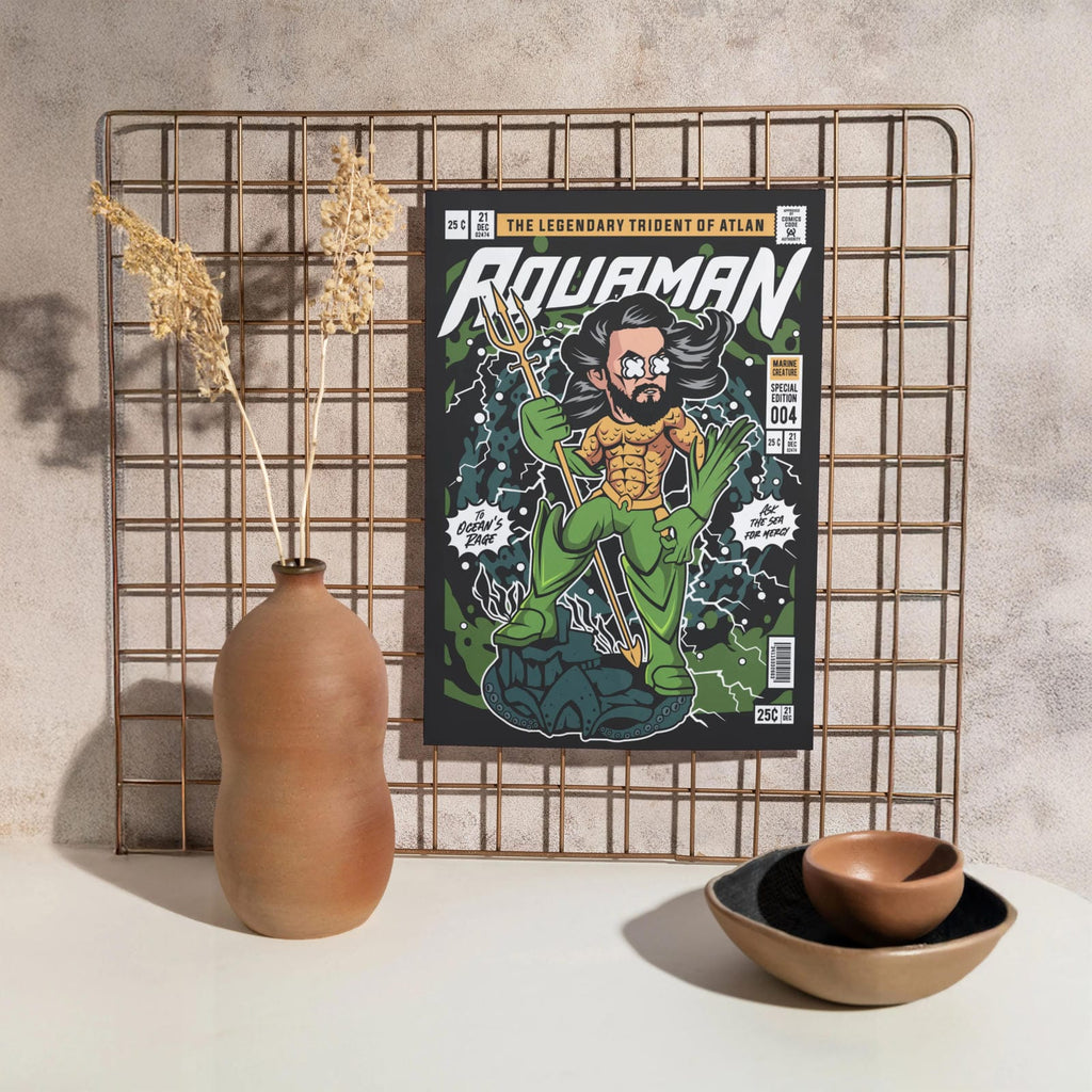 Aquaman Pop Art Wall Decor – Retro Cartoon Comic Poster