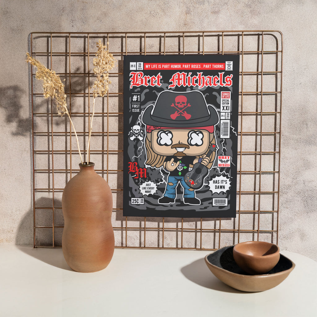 Bret Michaels Pop Art Wall Decor – Retro Cartoon Comic Poster