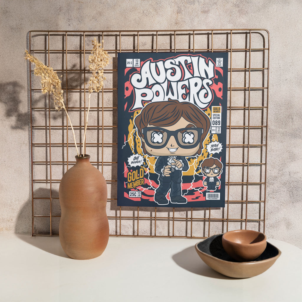 Austin Powers Pop Art Wall Decor – Retro Cartoon Comic Poster