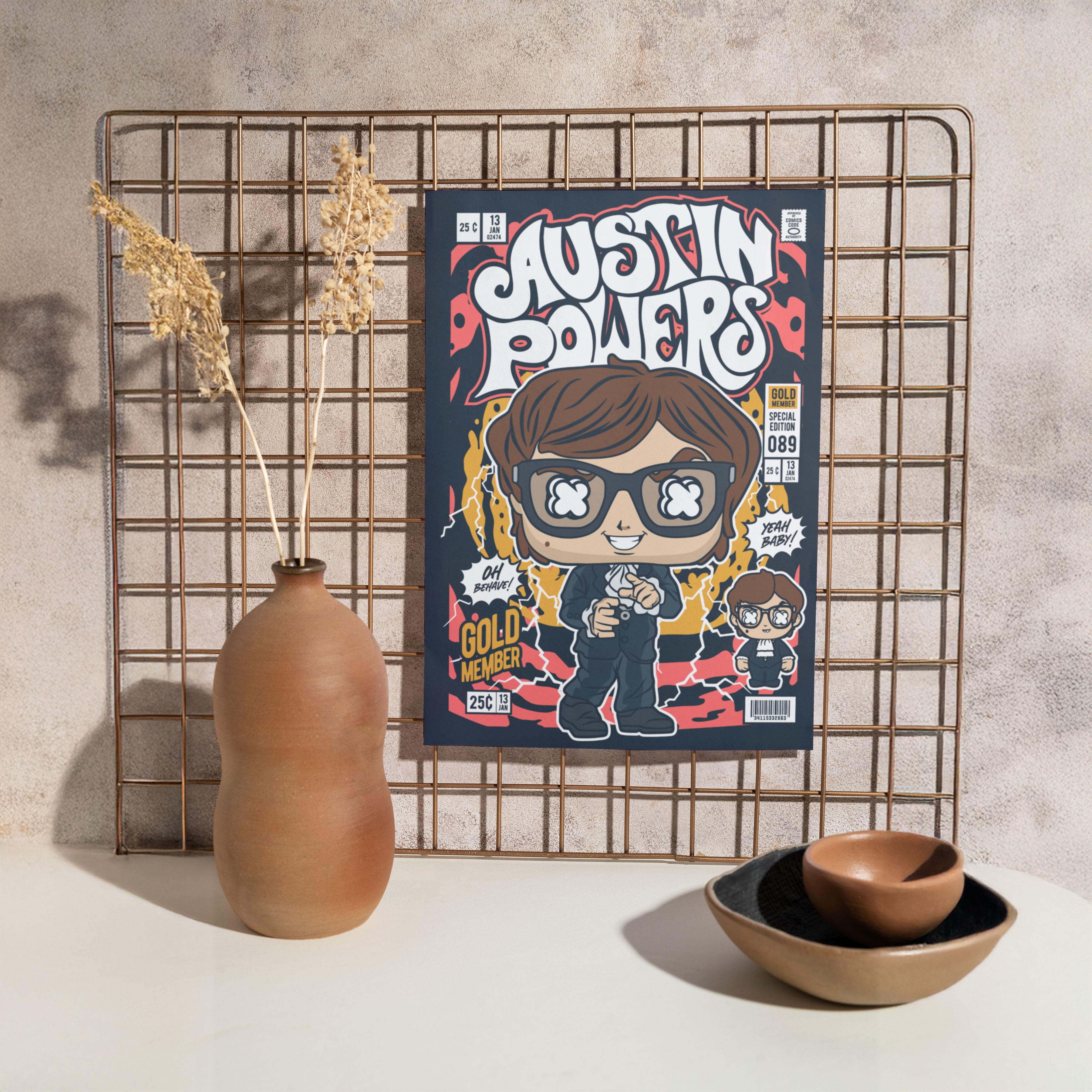 Austin Powers Pop Art Wall Decor – Retro Cartoon Comic Poster
