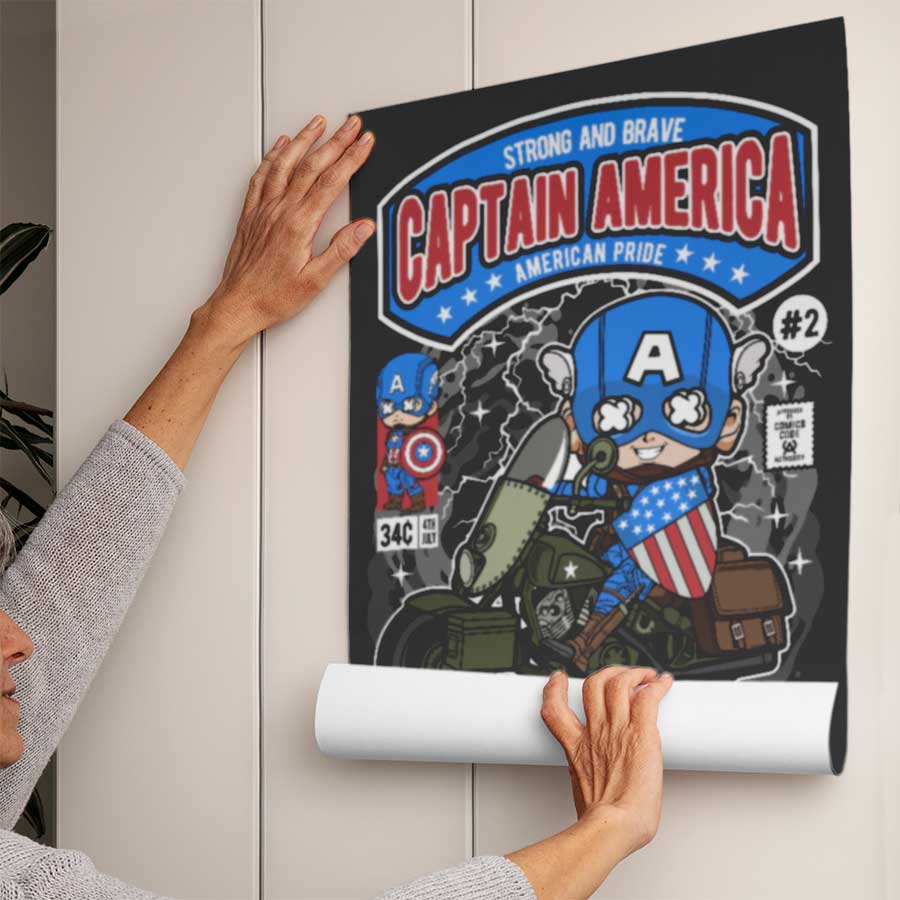 Captain America Art Wall Decor – Retro Cartoon Comic Poster