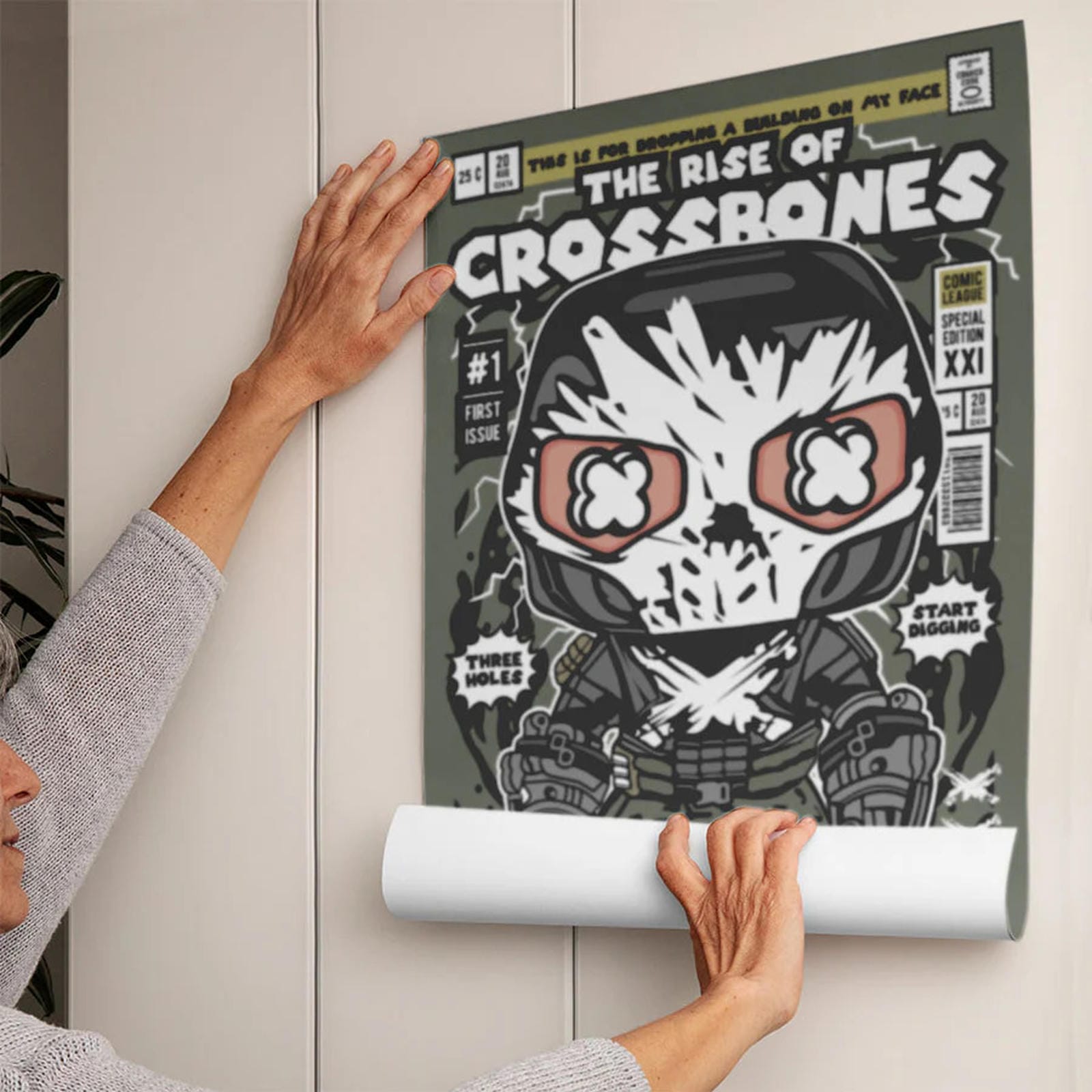 Crossbones Art Wall Decor – Retro Cartoon Comic Poster