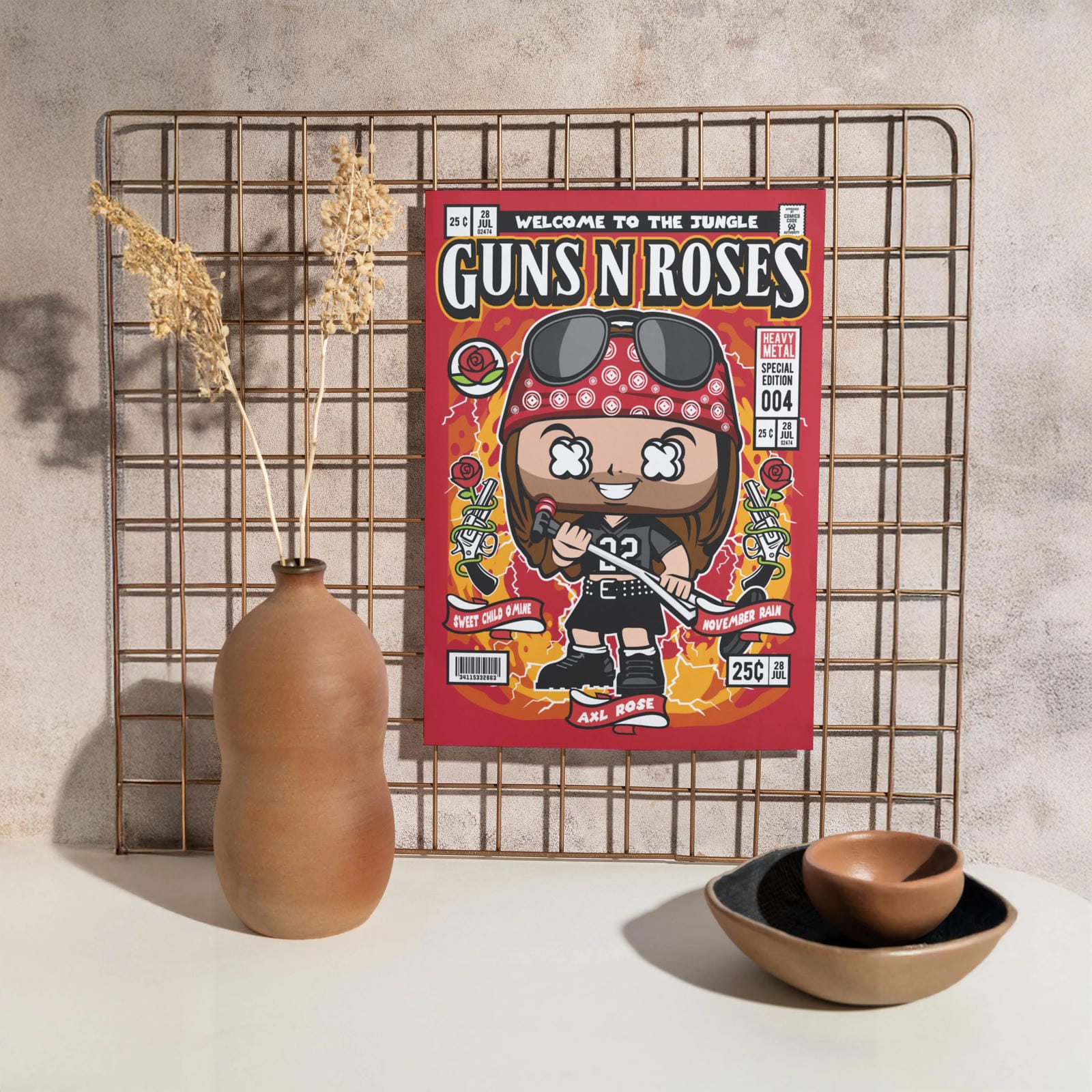 Axl Rose Pop Art Wall Decor – Retro Cartoon Comic Poster