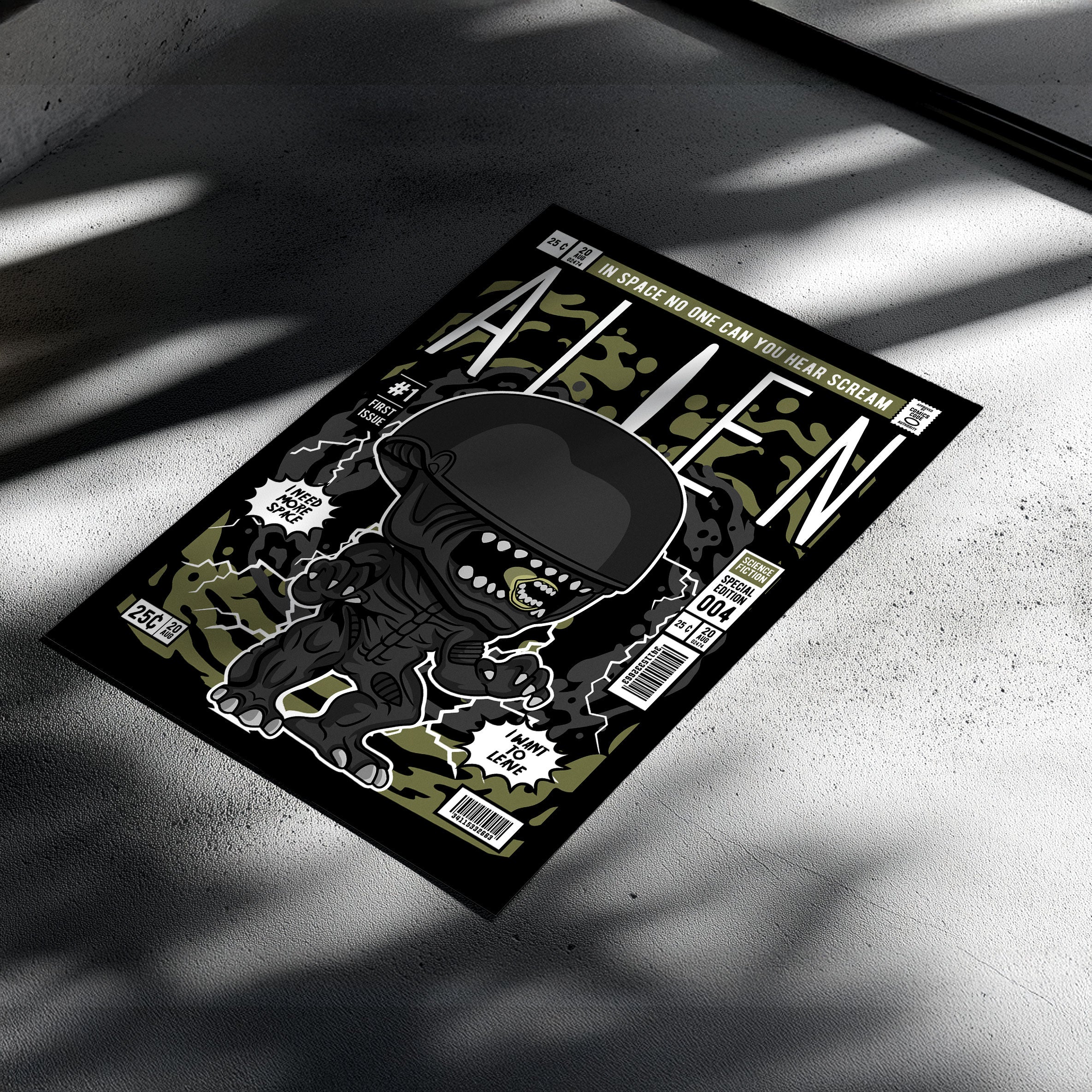 Alien Pop Art Wall Decor – Retro Cartoon Comic Poster