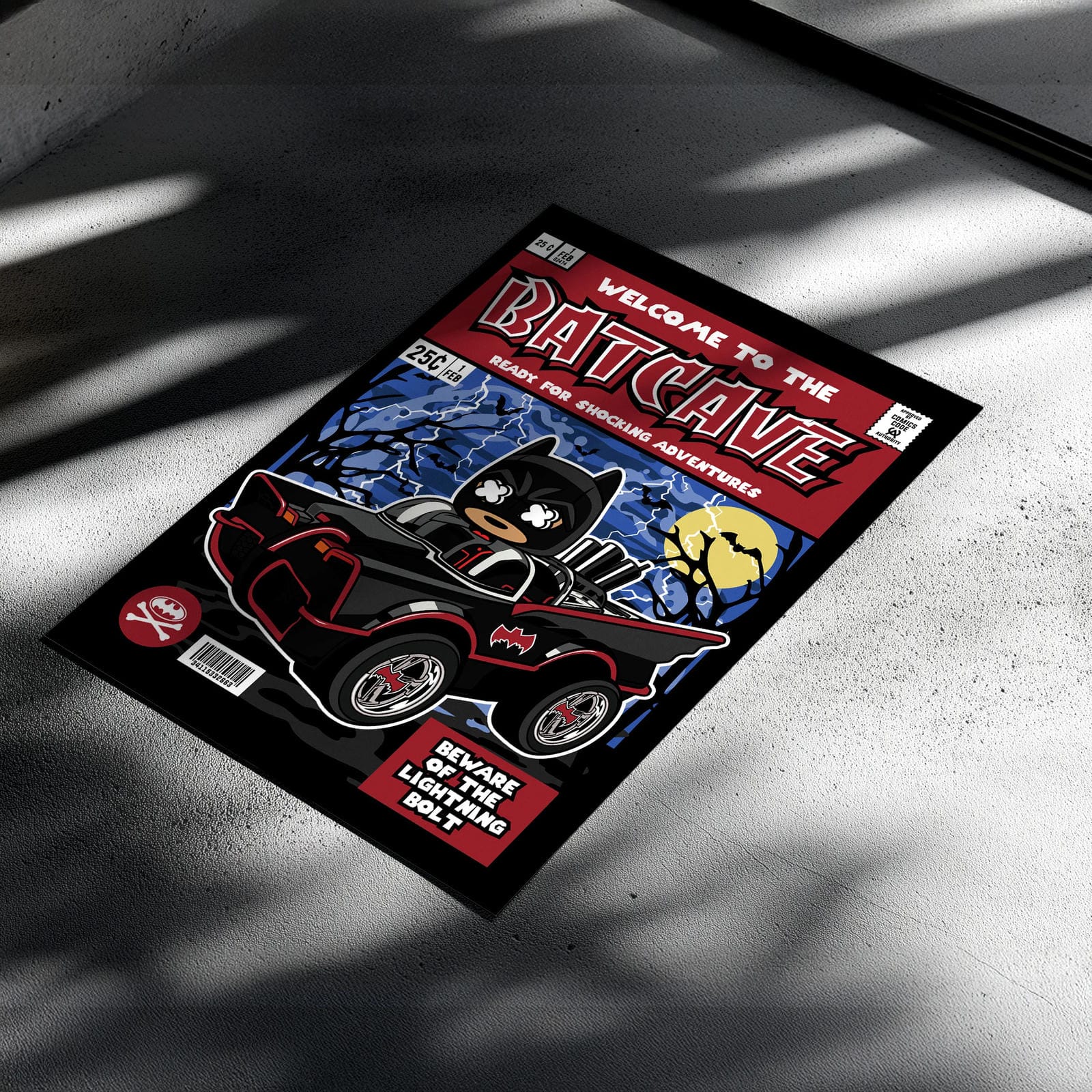 Bat Mobile Pop Art Wall Decor – Retro Cartoon Comic Poster