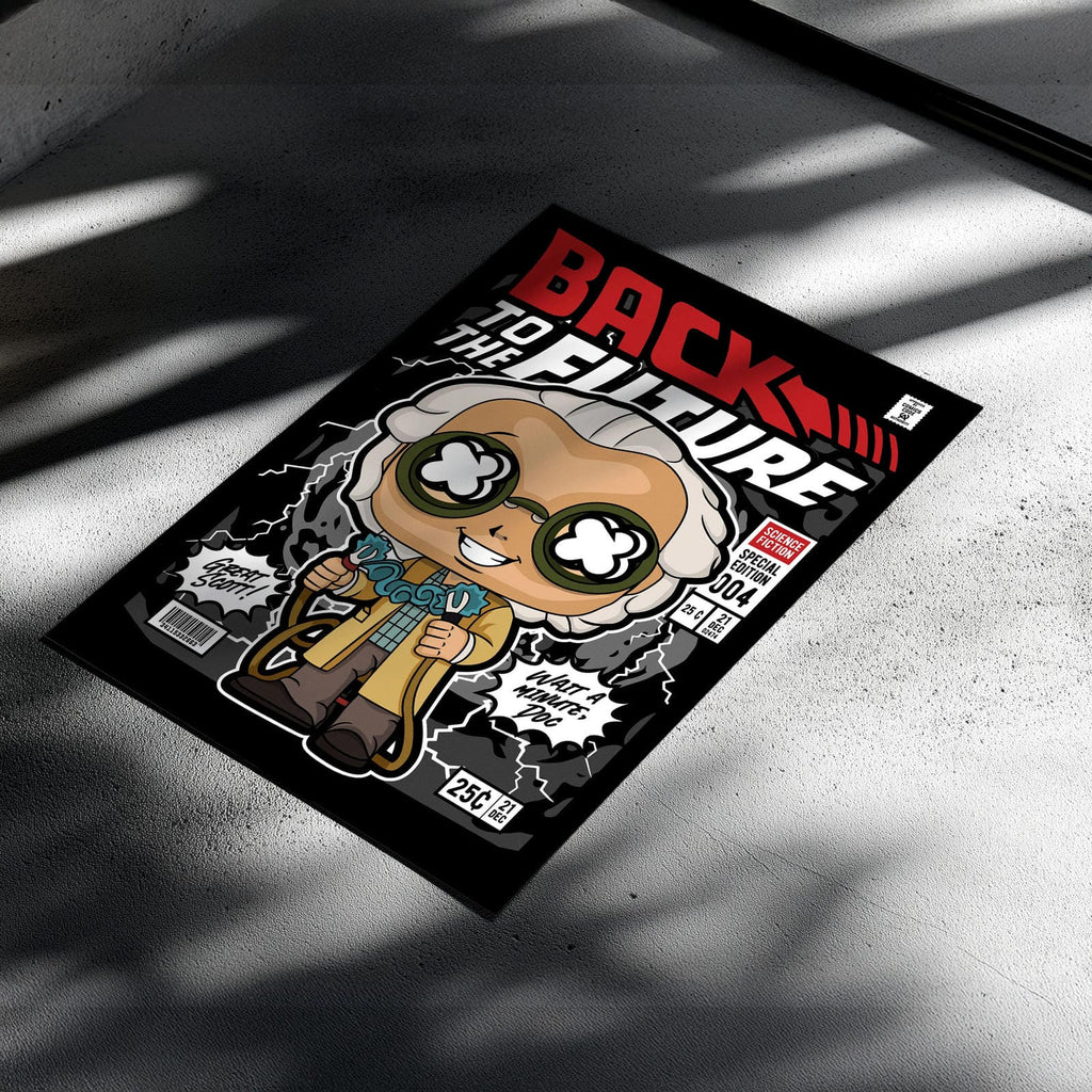 Dr Emmett Back to the Future Art Wall Decor – Retro Cartoon Comic Poster