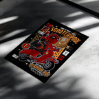 Deadpool Scooter Art Wall Decor – Retro Cartoon Comic Poster