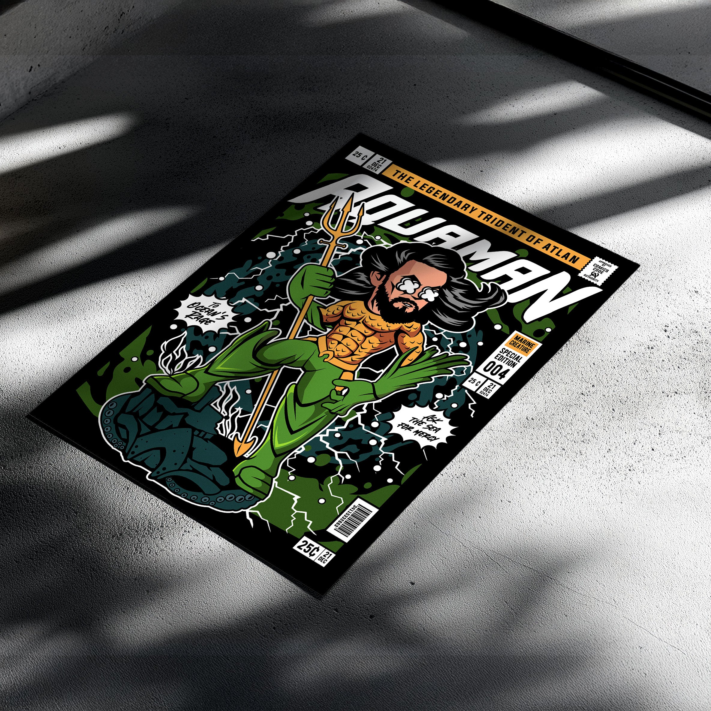 Aquaman Pop Art Wall Decor – Retro Cartoon Comic Poster