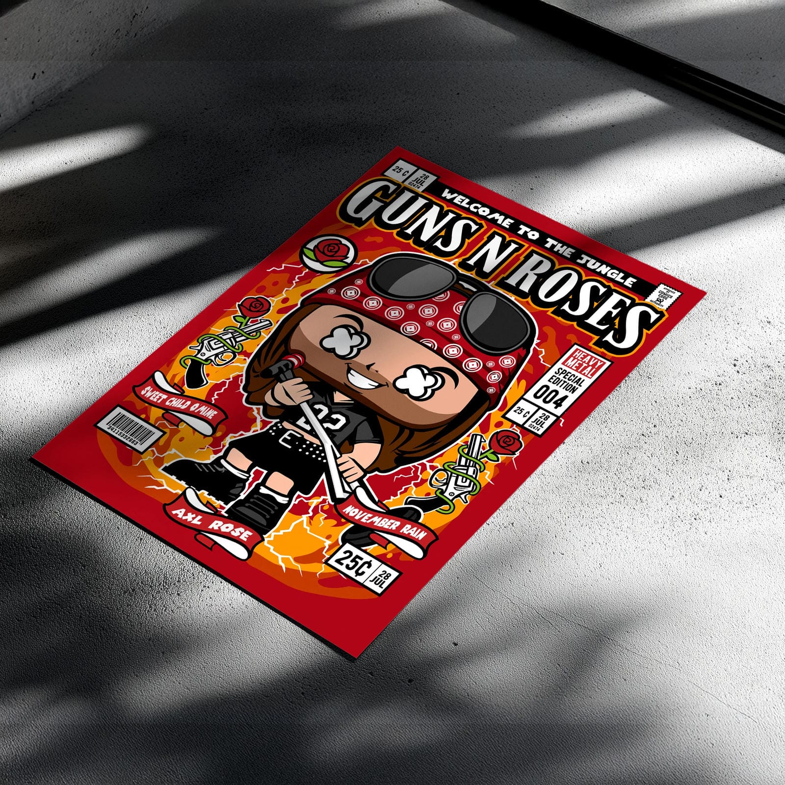 Axl Rose Pop Art Wall Decor – Retro Cartoon Comic Poster