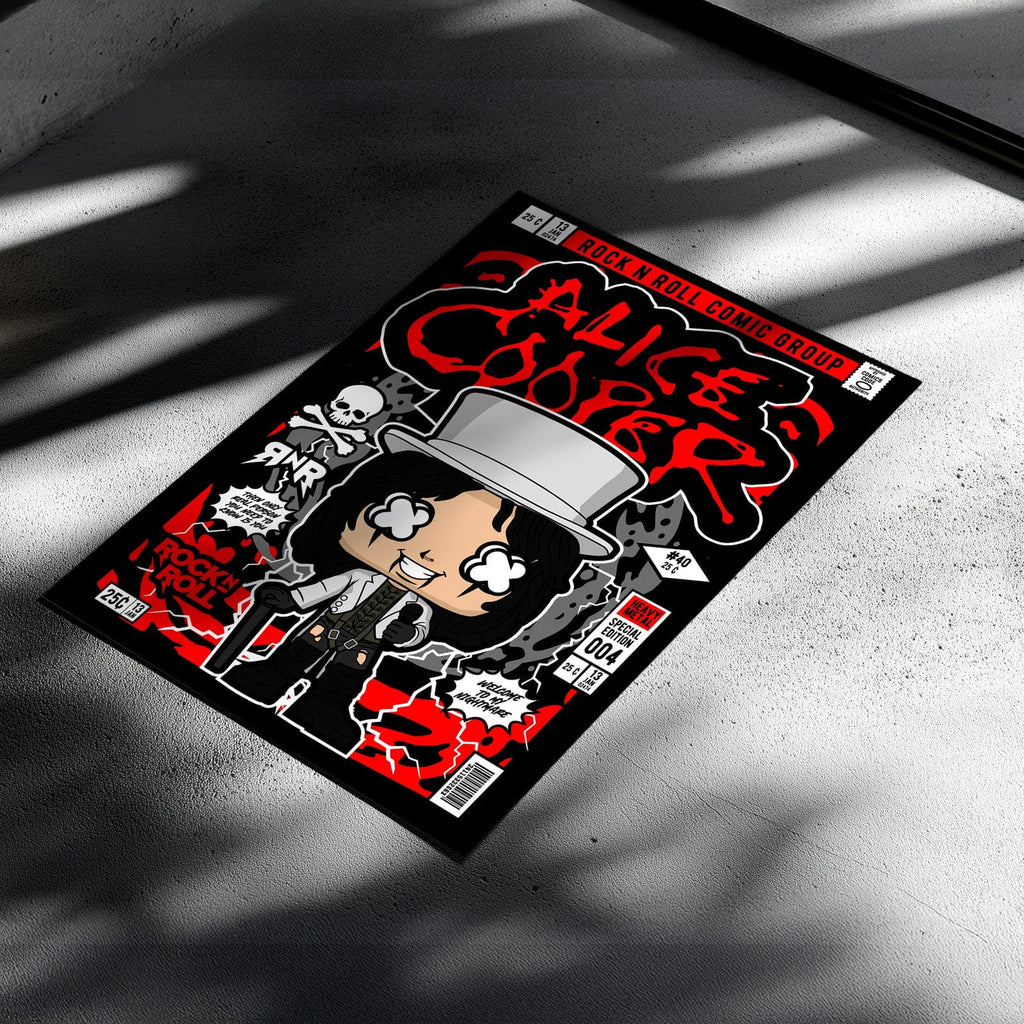 Alice Cooper Pop Art Wall Decor – Retro Cartoon Comic Poster