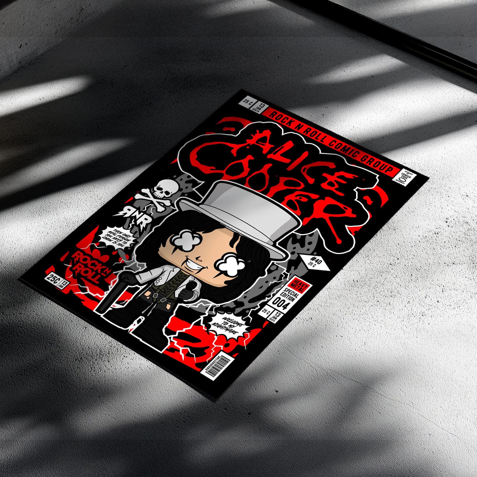 Alice Cooper Pop Art Wall Decor – Retro Cartoon Comic Poster