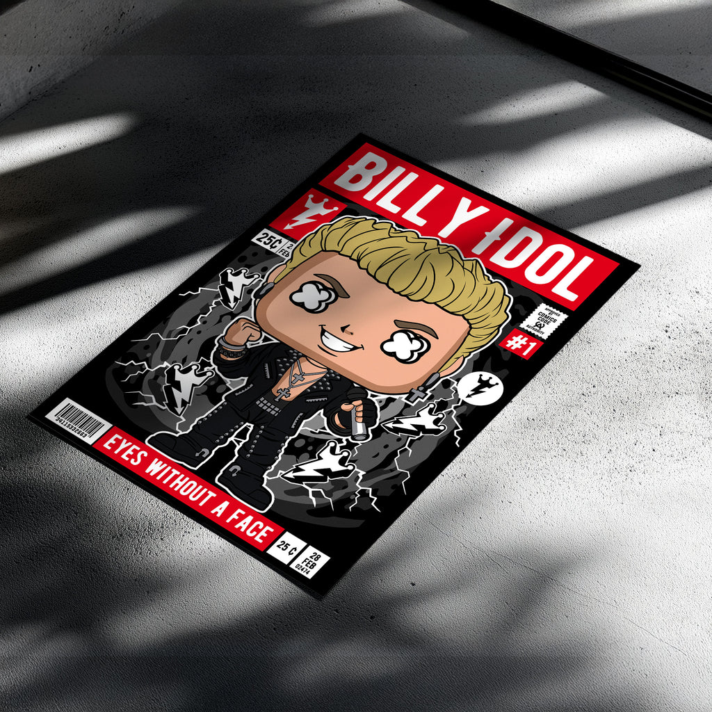 Billy Idol Pop Art Wall Decor – Retro Cartoon Comic Poster