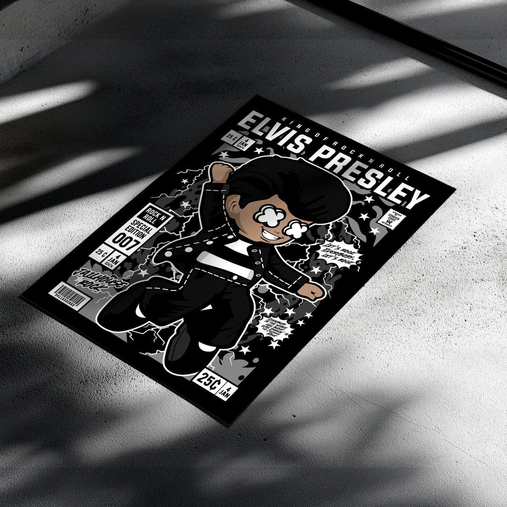 Elvis Presley Art Wall Decor – Retro Cartoon Comic Poster