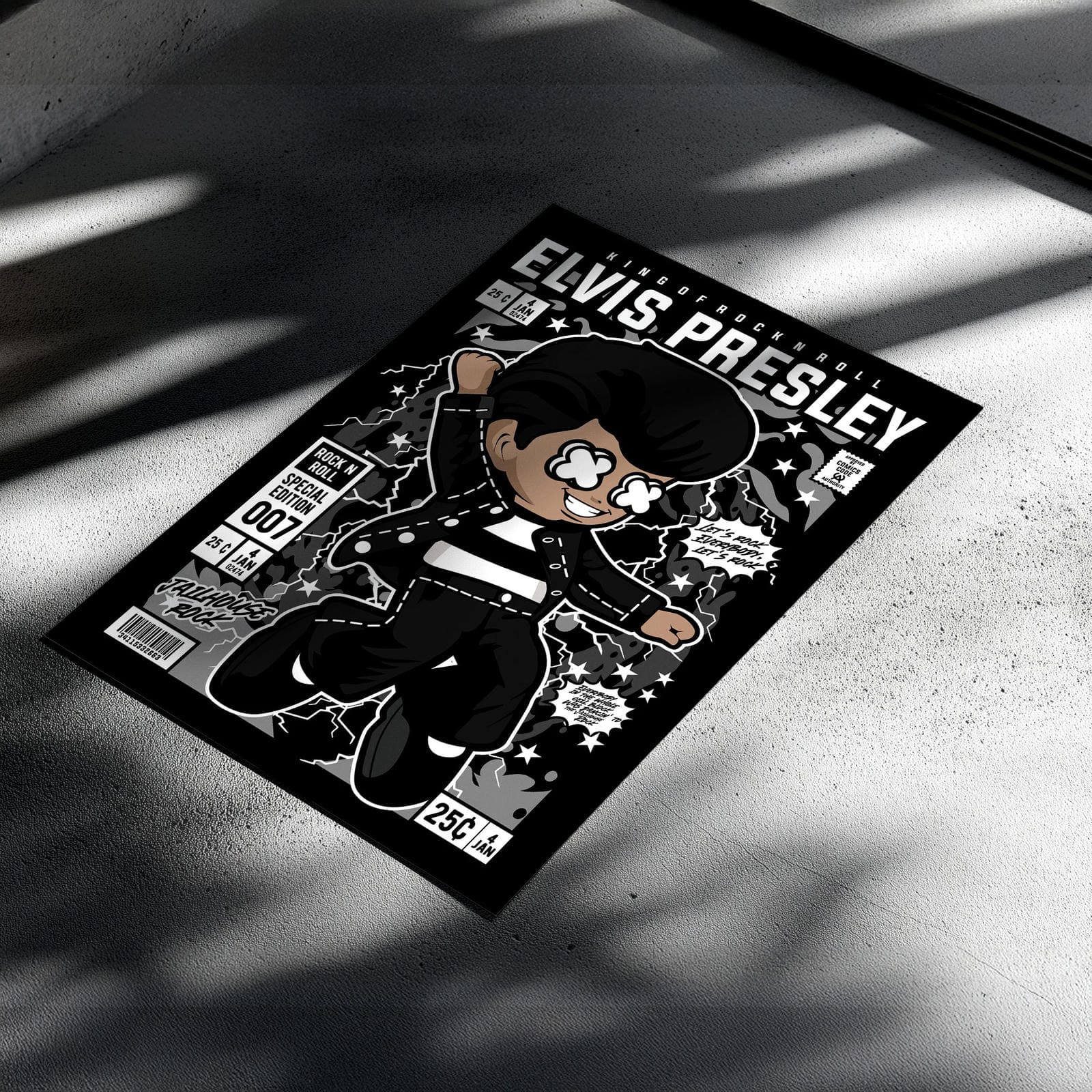 Elvis Presley Art Wall Decor – Retro Cartoon Comic Poster