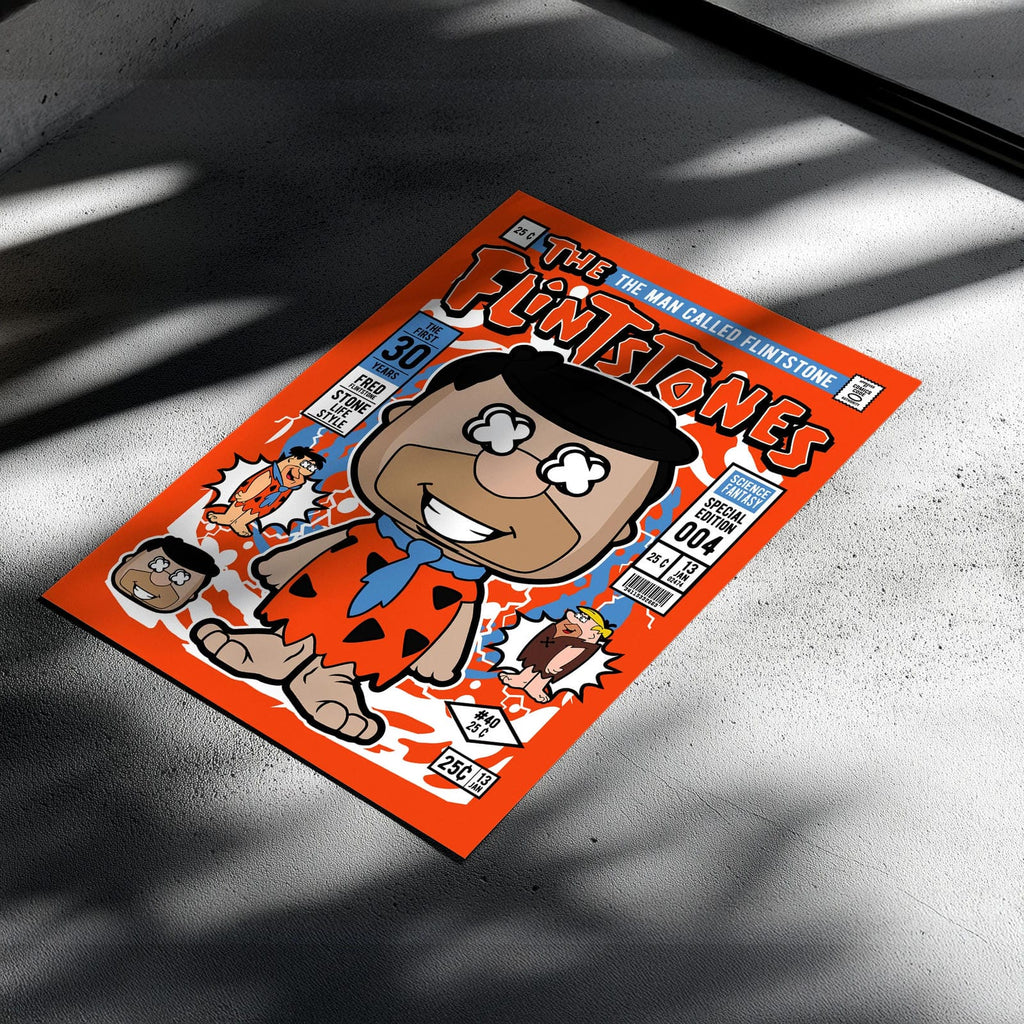 Fred Flinstones Art Wall Decor – Retro Cartoon Comic Poster